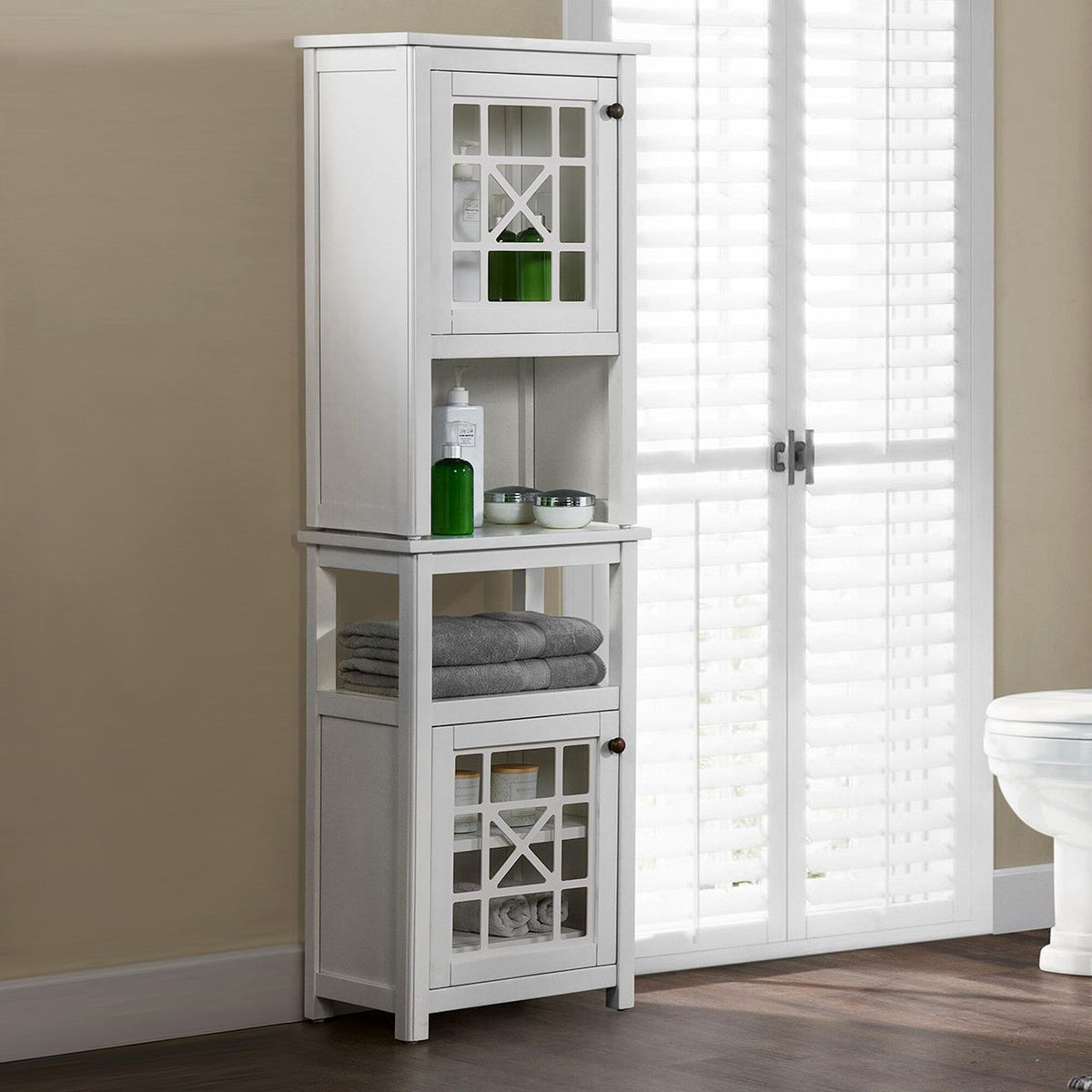 Alaterre Furniture 17-in x 29-in x 12-in White Wood Freestanding Linen Cabinet