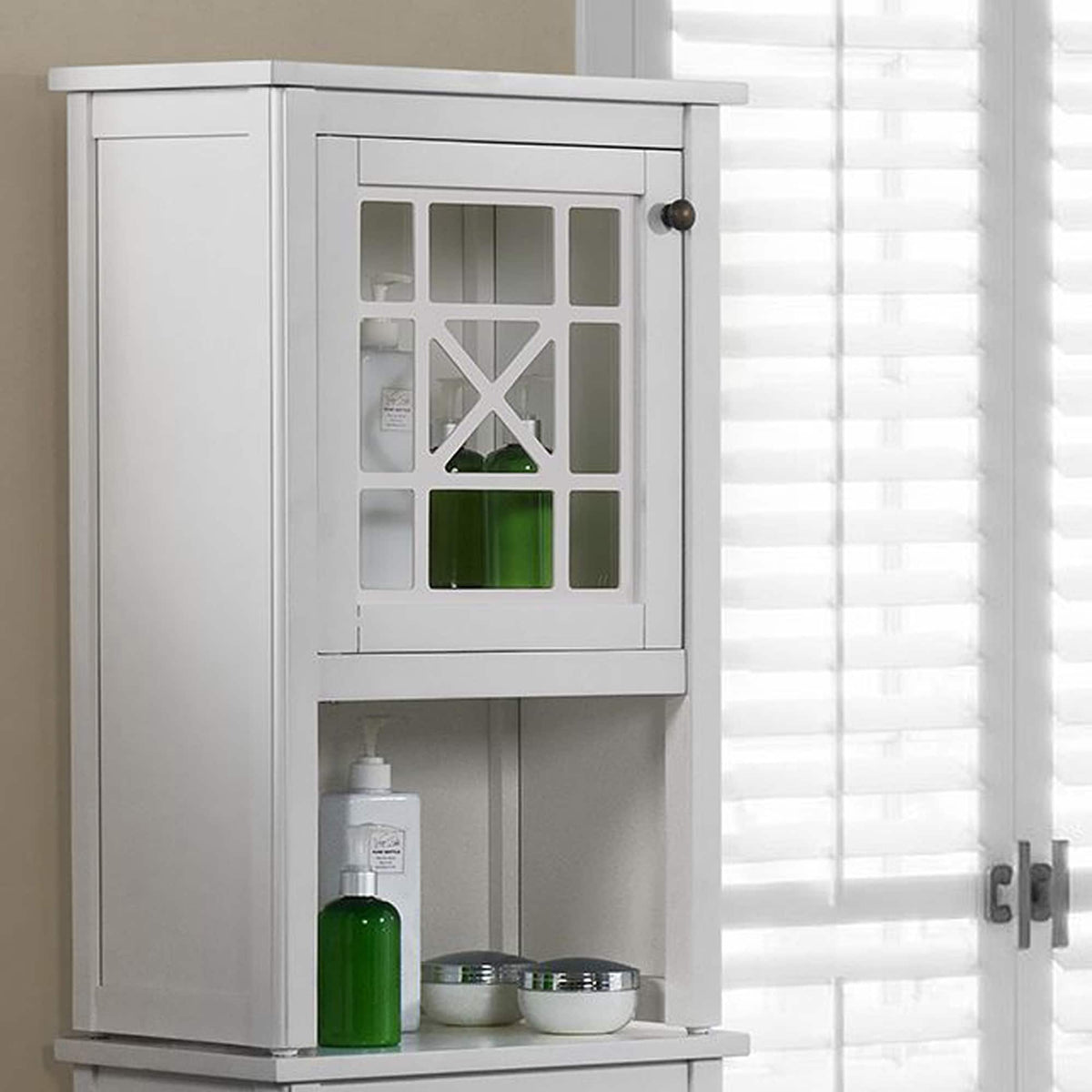 Alaterre Furniture 17-in x 29-in x 12-in White Wood Freestanding Linen Cabinet