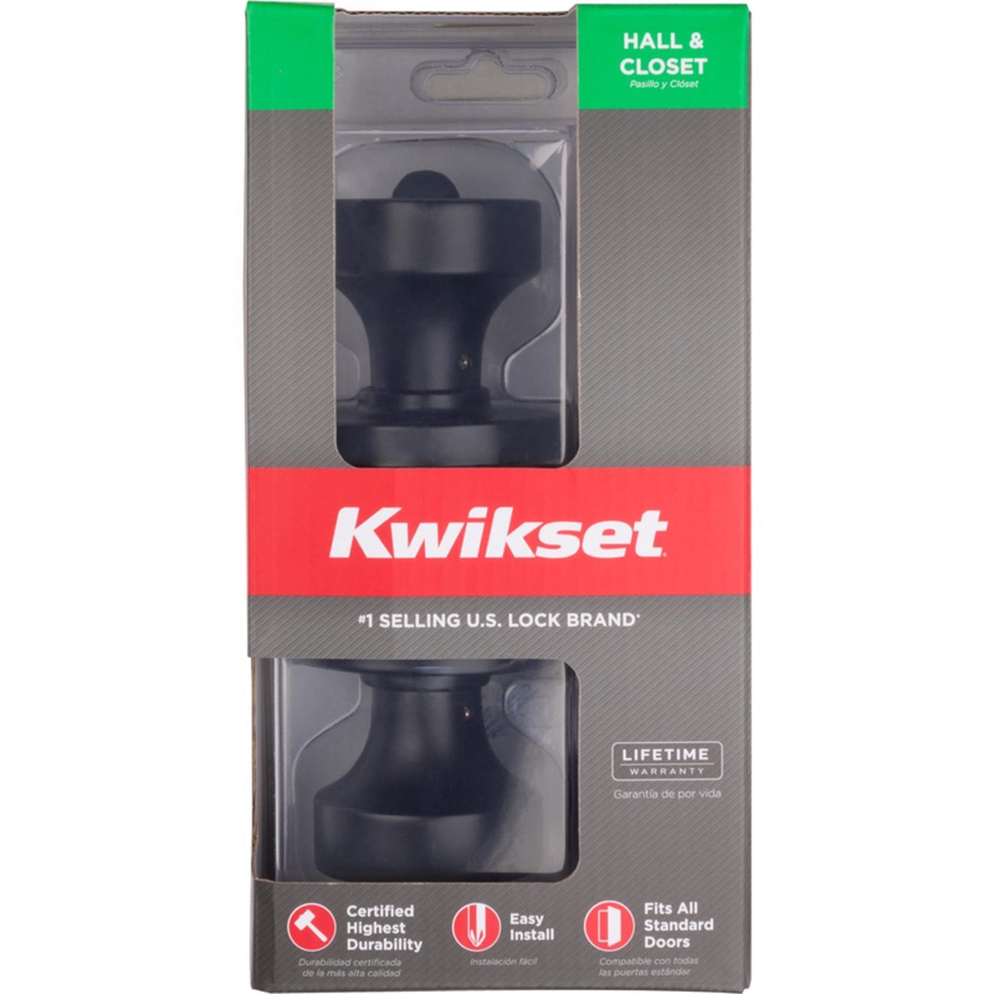 Kwikset Signature Series Pismo Iron Black Passage Knob, Universal Handing