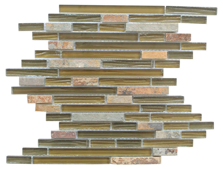 Abolos Classic Design Brown 12-in x 12-in Multi-finish Glass/Stone Slate Mosaic Floor and Wall Tile product image