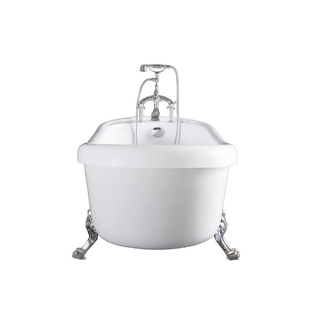 66.9 in. Acrylic Clawfoot Whirlpool Bathtub in White - Super Arbor