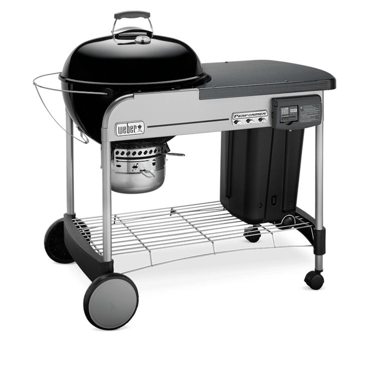 Weber Performer Deluxe 22-in Black Porcelain Enamel Kettle Charcoal Grill