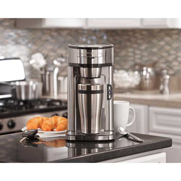 Stainless Steel Single Serve Coffee Maker with Built-In Filter