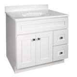37 in. W x 22 in. D Cultured Marble Vanity Top in White with Solid White Bowl - Super Arbor