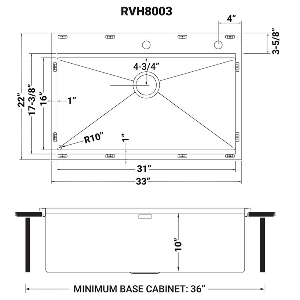 Drop-In Stainless Steel 33 in. Workstation Ledge Topmount Kitchen Sink 16-Gauge Single Bowl - Super Arbor