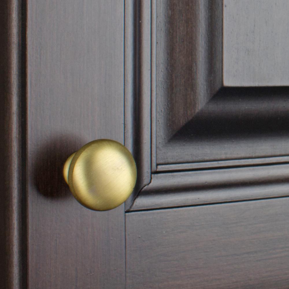 1-1/8 in. Dia Satin Gold Classic Round Cabinet Knobs (10-Pack) - Super Arbor