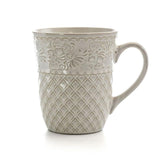Ivory Lotus 16-Piece Traditional White Stoneware Dinnerware Set (Service for 4)
