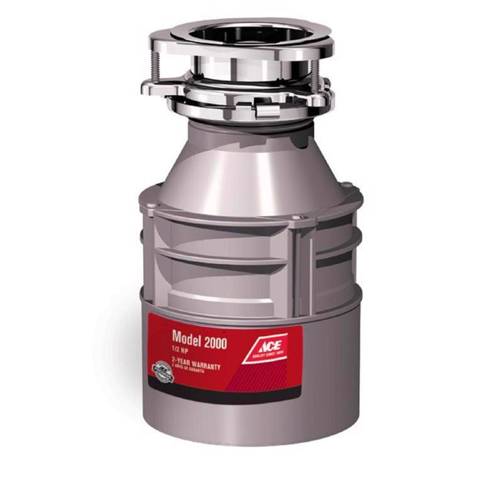 Ace Model 2000 1/2 HP Continuous Feed Garbage Disposal, Quick Lock Mount, 26 oz Capacity