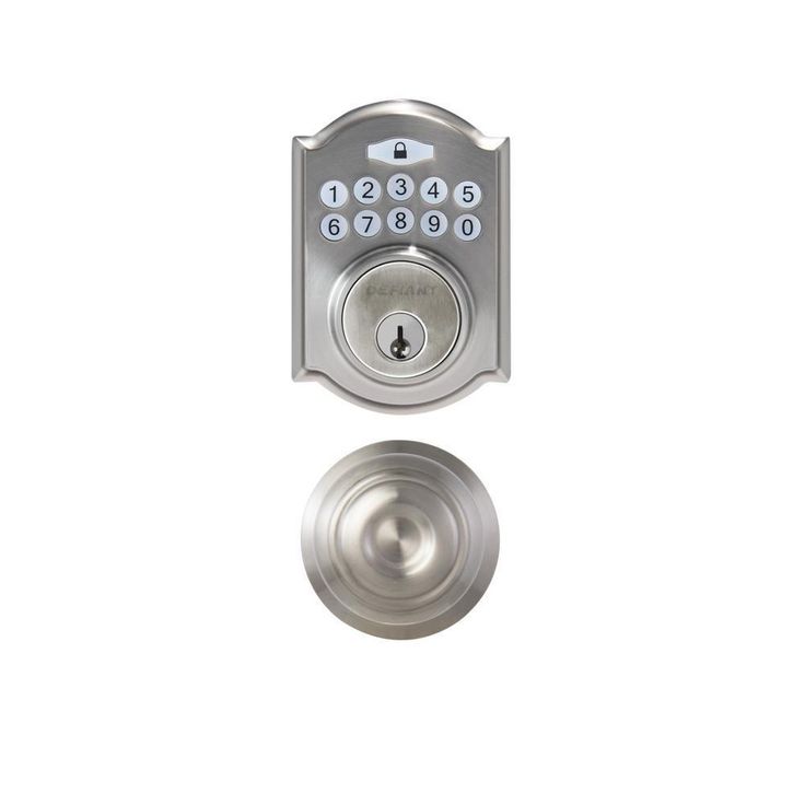 Castle Satin Nickel Keypad Deadbolt with Hartford Stain Nickel Hall and Closet Passage Knob