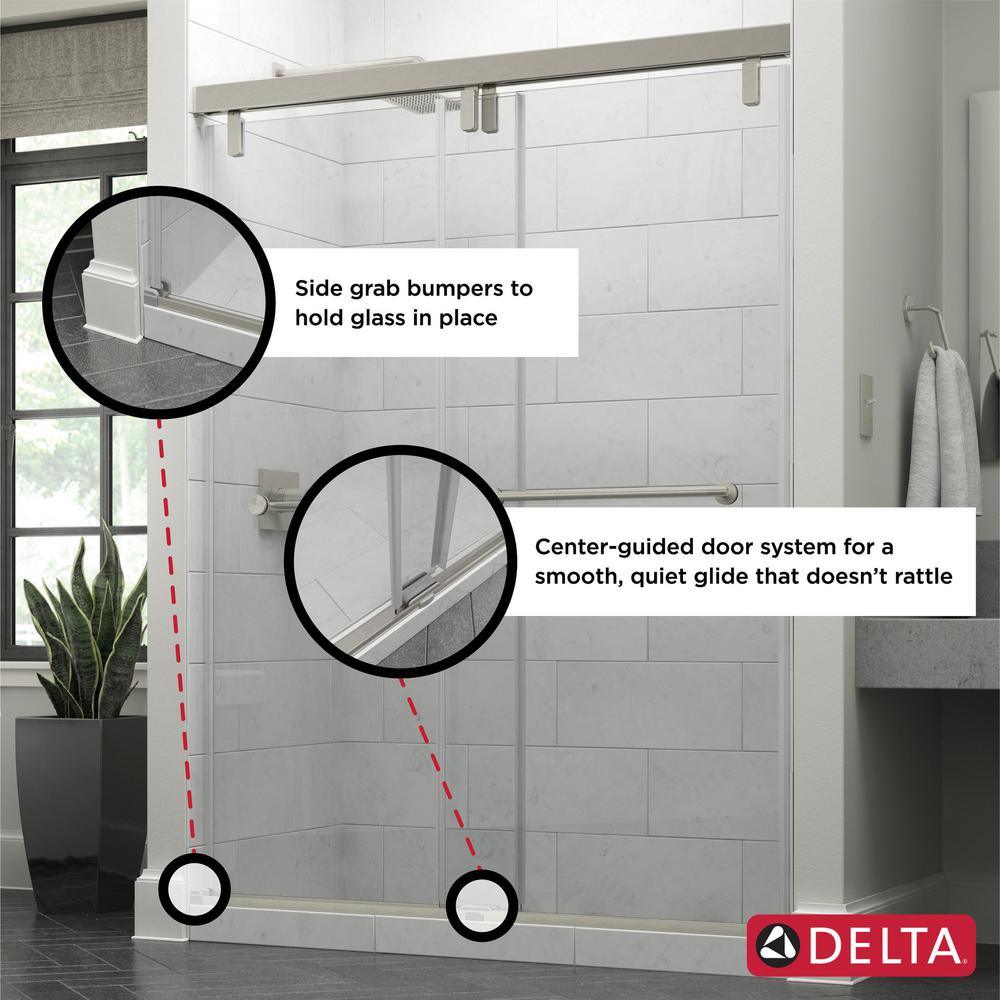 Lyndall 60 x 59-1/4 in. Frameless Mod Soft-Close Sliding Bathtub Door in Nickel with 1/4 in. (6mm) Tranquility Glass - Super Arbor