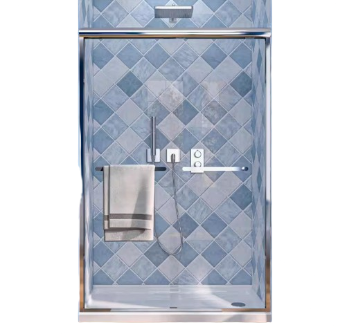 TOOLKISS 46 in. - 48 in. W x 72 in. H Sliding Framed Shower Door in Chrome with Clear Glass