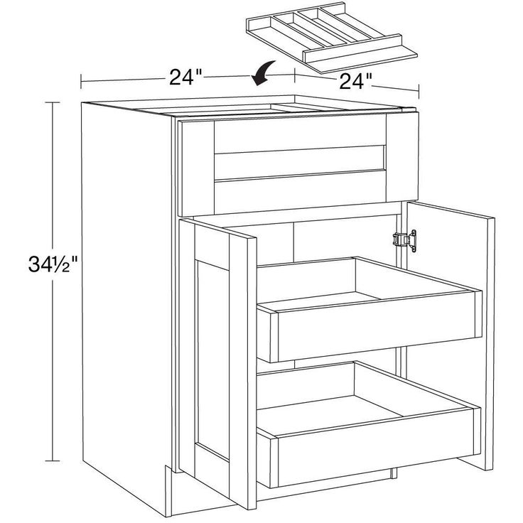 Home Decorators Collection Washington Vesper White Plywood Shaker Assembled Base Kitchen Cabinet 2ROT Utility24 W in. 24 D in. 34.5 in. H