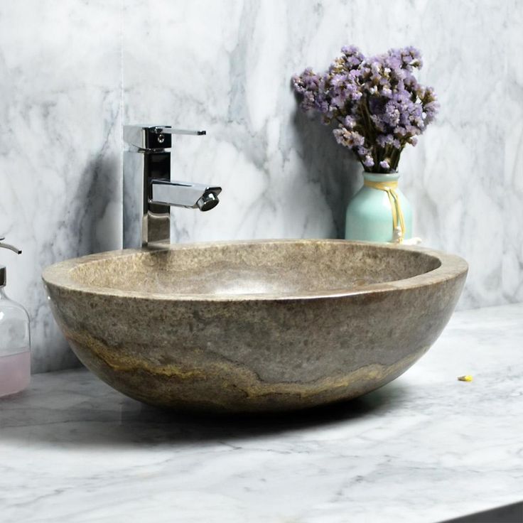 Katelyn Vessel Sink in Travertine