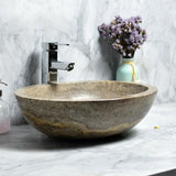 Katelyn Vessel Sink in Travertine