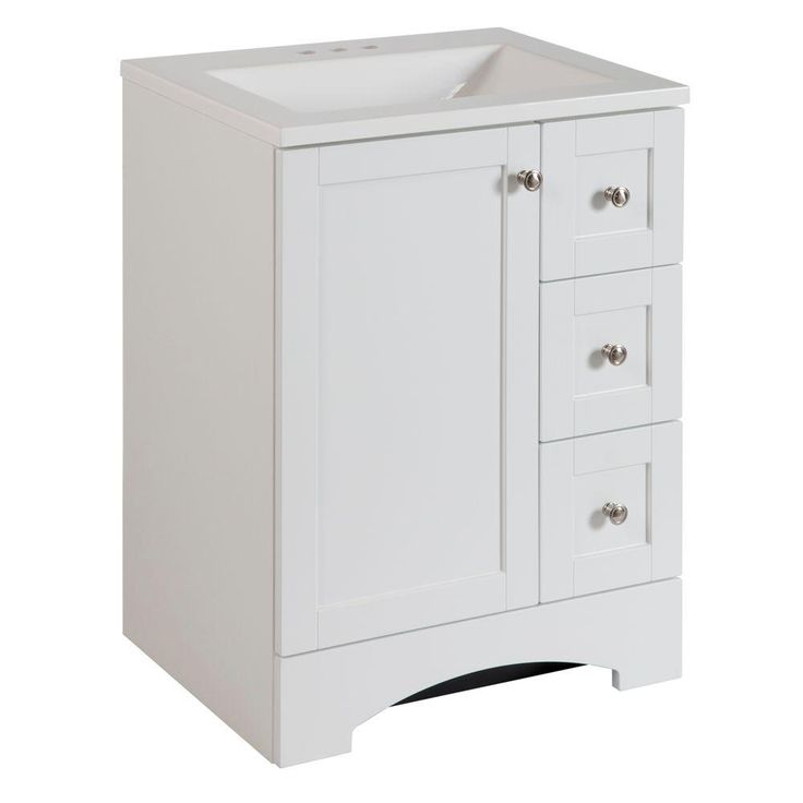 Lancaster 24 in. W Bath Vanity in White with Alpine Vanity Top in White