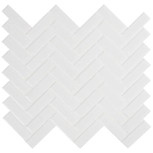 MSI Retro Bianco Herringbone 12.2 in. x 10.83 in. x 6mm Glossy Porcelain Mesh-Mounted Mosaic Tile (13.8 sq. ft. / case)