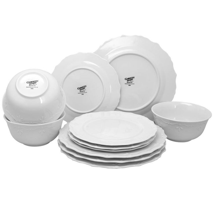 Scallop Buffet 12-Piece Casual White Ceramic Dinnerware Set (Service for 4)