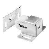 Cabinet Door Roller Catch, Satin Nickel Steel Housing and Strike, spring-loaded