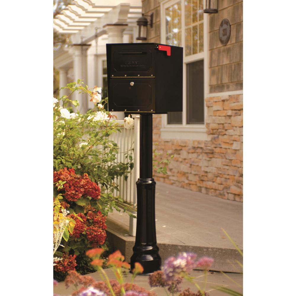 Oasis Classic Locking Post Mount Parcel Mailbox with High Security Reinforced Lock, Black - Super Arbor