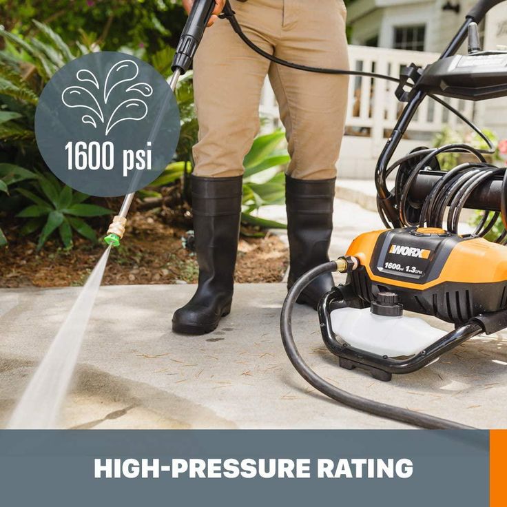 Worx 1600 PSI 1.3 GPM 13 Amp Cold Water Electric Pressure Washer, Portable with Soap Tank