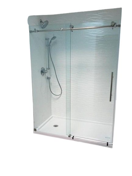 DreamLine Enigma-X 44 to 48 in. W x 76 in. H Frameless Sliding Shower Door, Brushed Stainless Steel