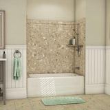 Elite 32 in. x 60 in. x 60 in. 9-Piece Easy Up Adhesive Tub Surround in Calacatta White - Super Arbor