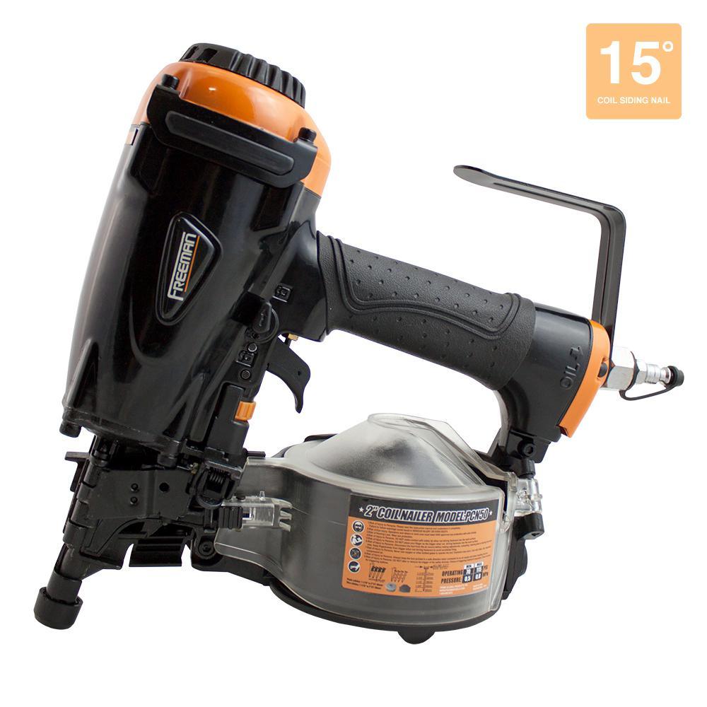 Pneumatic 15-Degree 2 in. Coil Siding Nailer - Super Arbor