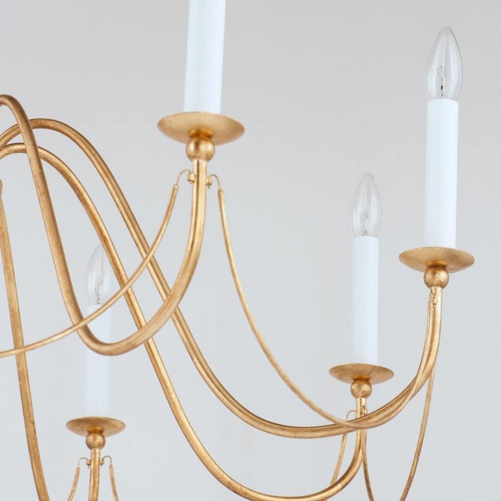 Maxim Lighting Plumette 8-Light Gold Leaf Chandelier, 28"L x 36"W x 30"H