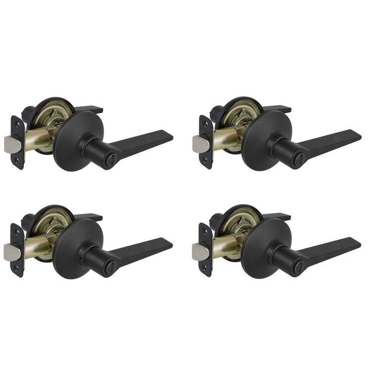 Freedom Matte Black Bed and Bath Door Lever (4-Pack)