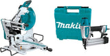 Makita 15 Amp 12 in. Dual-Bevel Sliding Compound Miter Saw with Laser + Bonus Pneumatic 2 in. 18-Gauge Brad Nailer