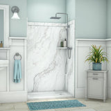 Elegance 36 in. x 48 in. x 80 in. 9-Piece Easy Up Adhesive Alcove Shower Wall Surround in Calacatta White - Super Arbor