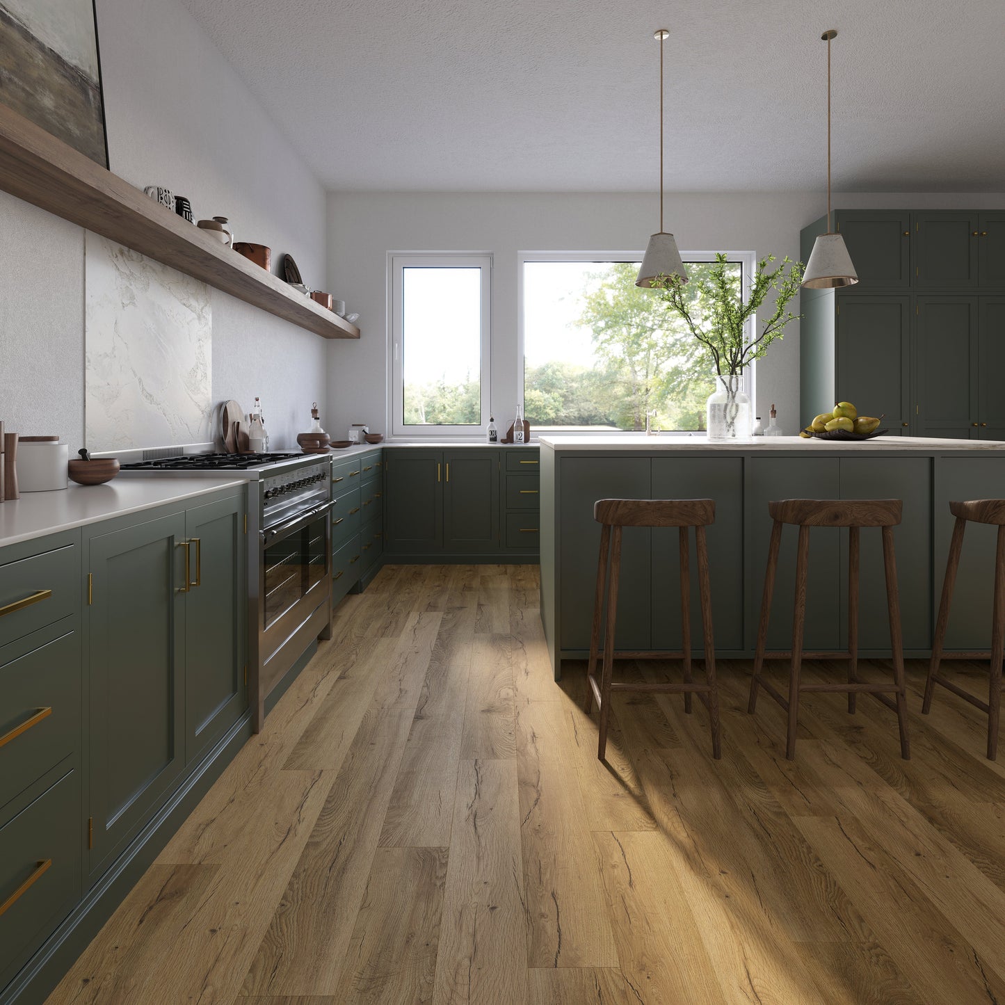 Lucida USA MaxCore Pioneer Oak 7-3/32-in Wide x 5-1/2-mm Thick Waterproof Interlocking Luxury Vinyl Plank Flooring (24.5-sq ft)