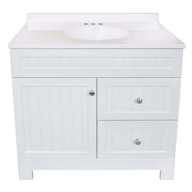 Style Selections Ellenbee 36.5-in White Single Sink Bathroom Vanity with White Cultured Marble Top