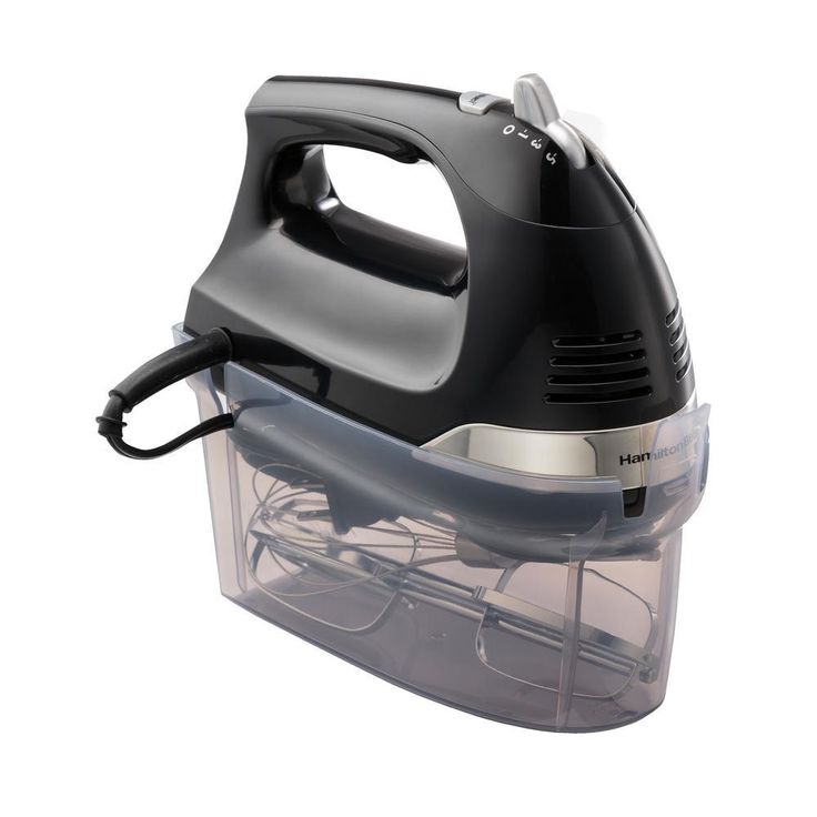 6-Speed Black Hand Mixer with Snap-On Case