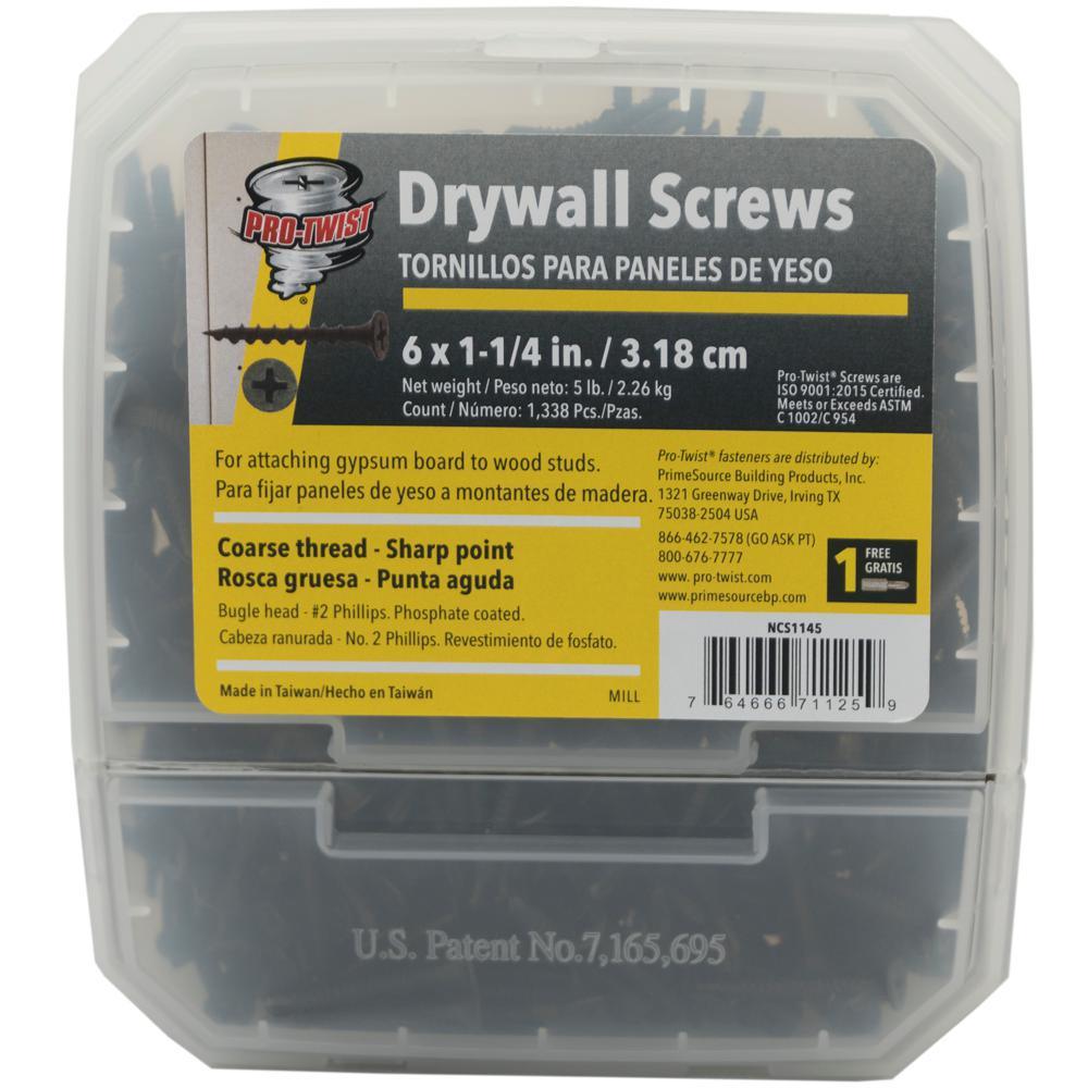 #6 x 1-1/4 in. Phillips Bugle-Head Coarse Thread Drywall Screw (5 lbs./Pack) - Super Arbor