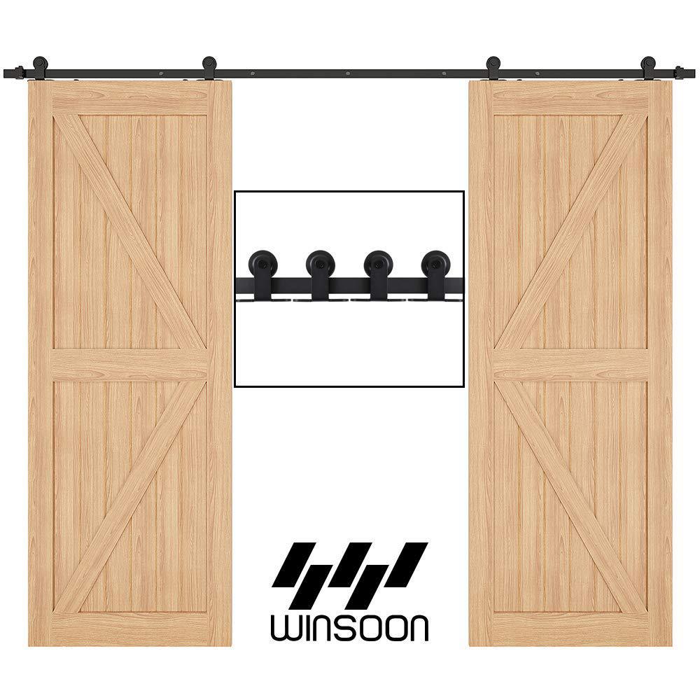 10 ft. /120 in. Top Mount Sliding Barn Door Hardware Track Kit for Double Doors with Non-Routed Floor Guide - Super Arbor