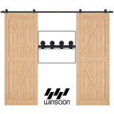 10 ft. /120 in. Top Mount Sliding Barn Door Hardware Track Kit for Double Doors with Non-Routed Floor Guide - Super Arbor
