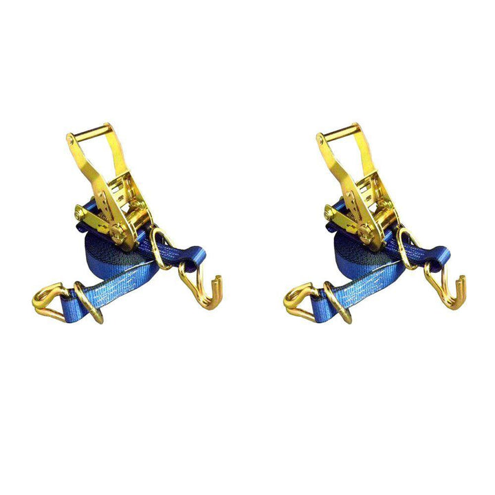 1 in. x 16 ft. Ratchet Tie-Down Strap with 3000 lbs. D-Ring Hook (2-Pack) - Super Arbor