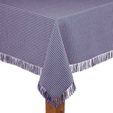 Homespun Fringed 60 in. x 84 in. Marine 100% Cotton Tablecloth