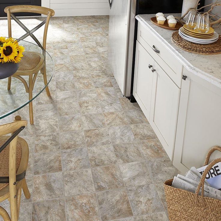 Style Selections (Sample) Sample Sienna Slate Waterproof Stone Look Glue Down Sheet Vinyl