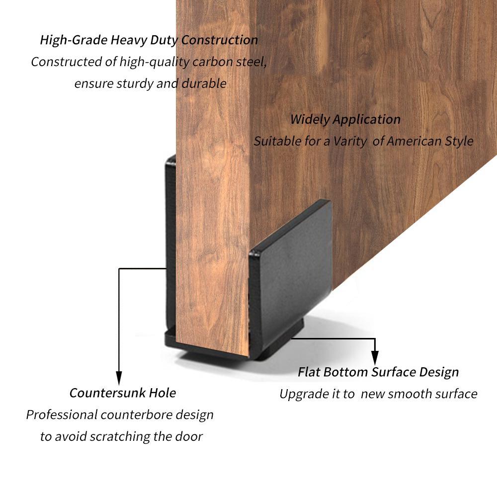 1.43 in. Black Steel U Shape Heavy-Duty Sliding Barn Door Floor Guide Hardware (Model 4) - Super Arbor