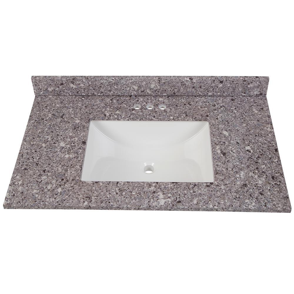 37 in. W x 22 in. D Stone Effects Vanity Top in Cold Fusion with White Sink - Super Arbor