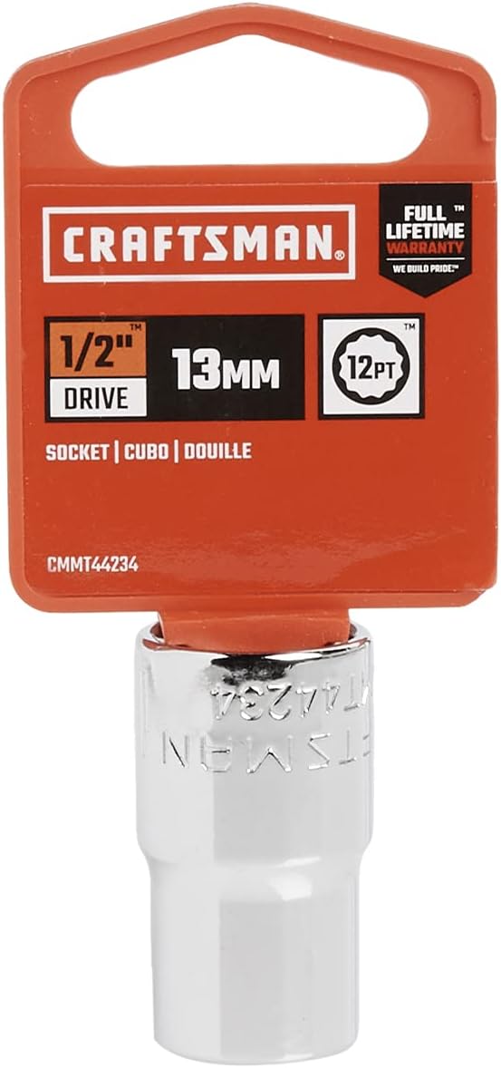 Craftsman 13mm 12-Point Shallow Socket, 1/2-Inch Drive – Durable Alloy Steel