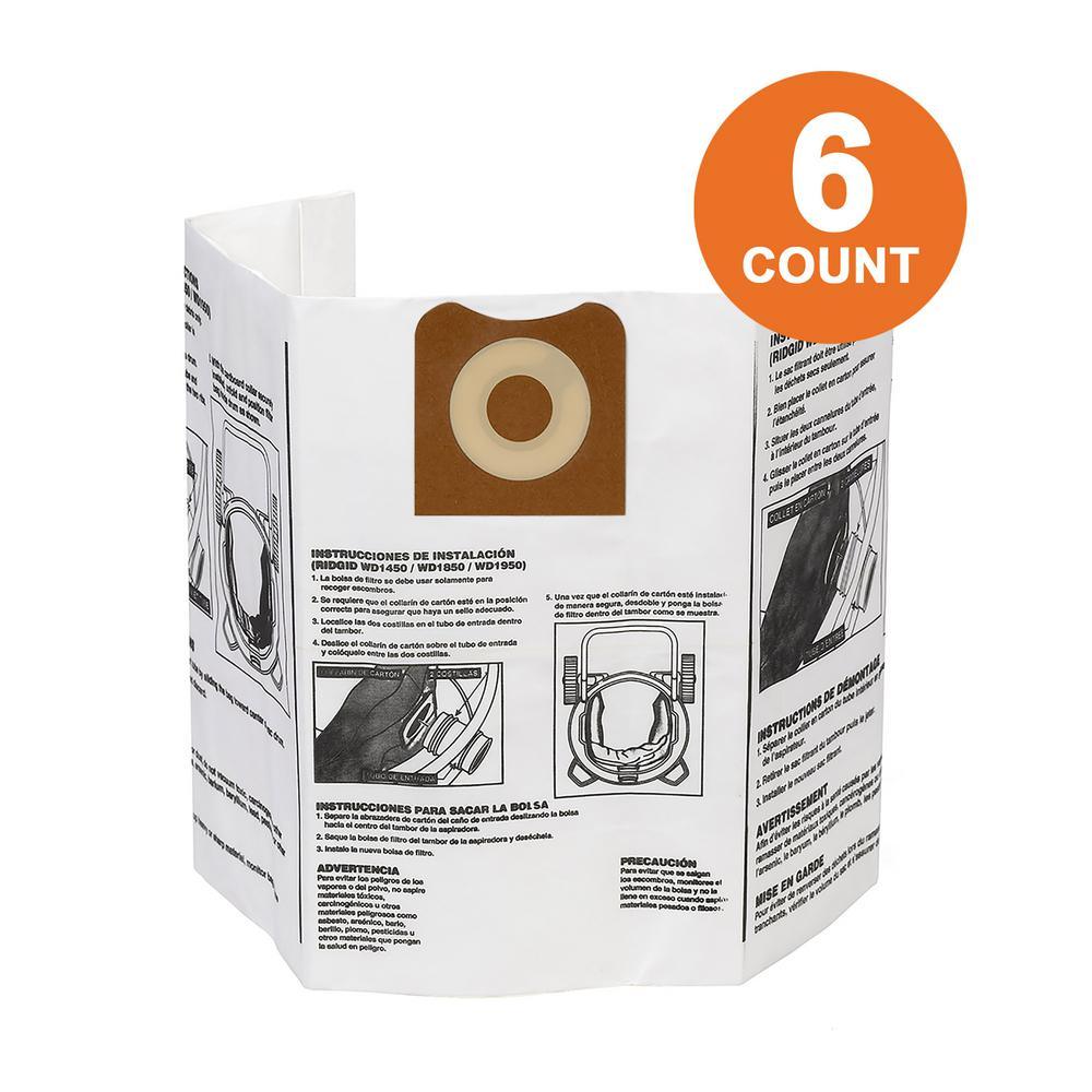 High-Efficiency Size A Dust Bags for 12 Gal. to 16 Gal. RIDGID Wet/Dry Vacs (2-Pack) - Super Arbor