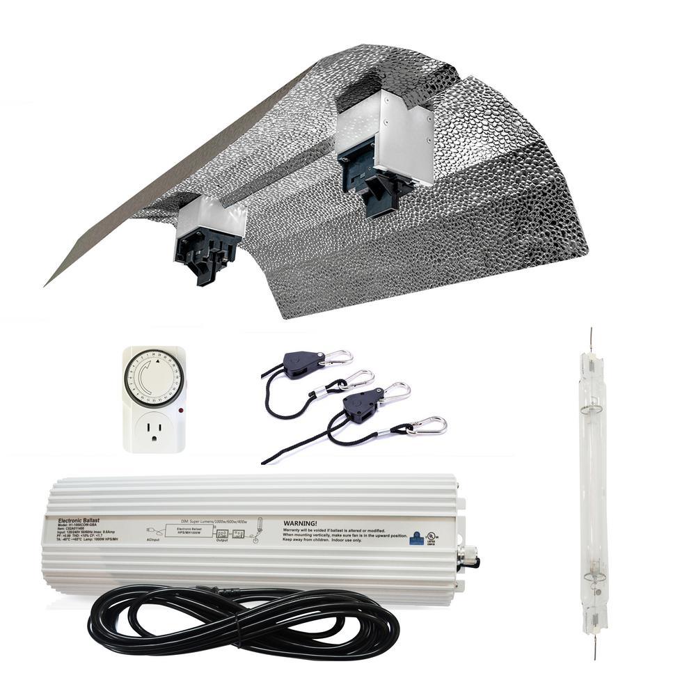 1000-Watt Double Ended HPS 120-Volt/240-Volt Grow Light System with DE Basic Wing Grow Light Reflector - Super Arbor
