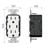 Leviton 30-Watt (6A) Dual USB Type-C Power Delivery In-Wall Charger with 15A 125V Tamper-Resistant Outlet, White (Model T5635-W)