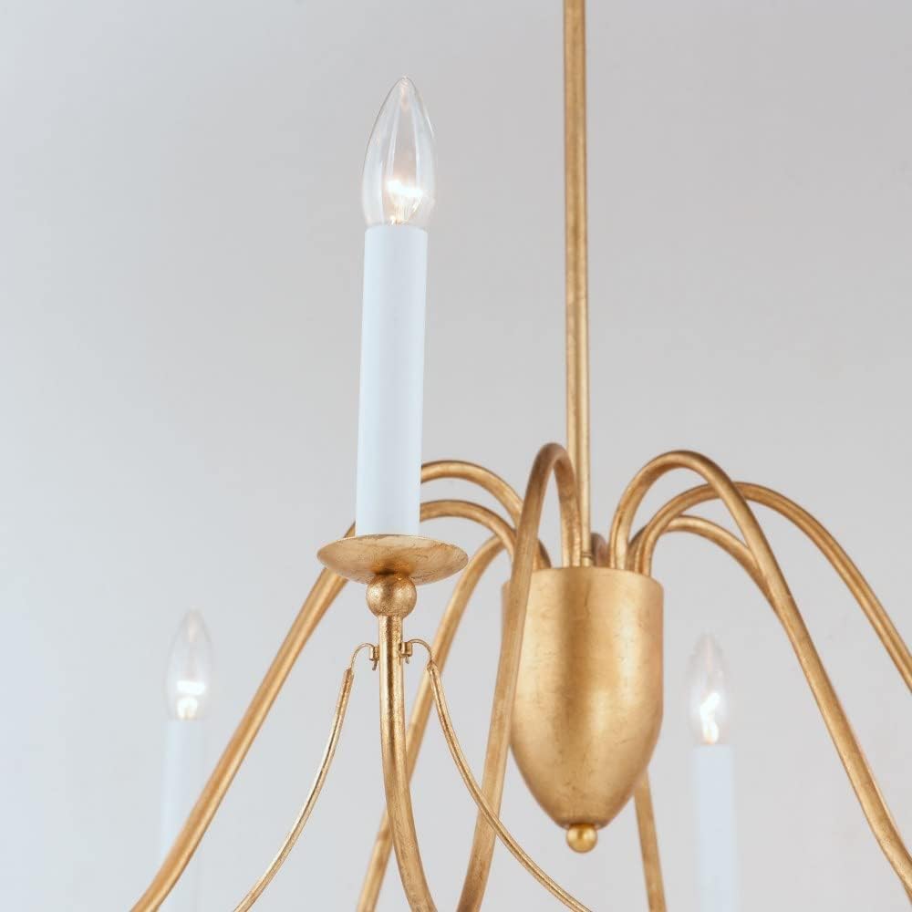 Maxim Lighting Plumette 8-Light Gold Leaf Chandelier, 28"L x 36"W x 30"H