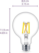 Philips 60-Watt Equivalent G25 Dimmable LED Light Bulb, Frosted Daylight, 500 Lumens, CRI 95 (8-Pack)