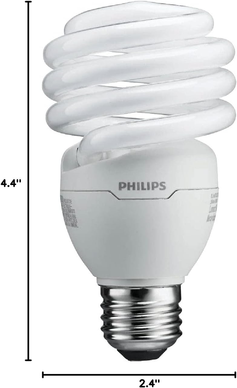 Philips 100-Watt Equivalent T2 Twister CFL Light Bulb, Daylight Deluxe, 23W, E26 Base, 1600 Lumens (4-Pack)