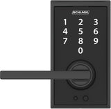 Schlage Century Matte Black Electronic Keyless Door Lock with Latitude Lever, FE695 CEN 622 LAT